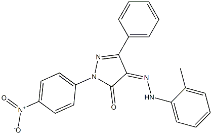 1-(4-nitrophenyl)-3-phenyl-1H-pyrazole-4,5-dione 4-[N-(2-methylphenyl)hydrazone] Struktur