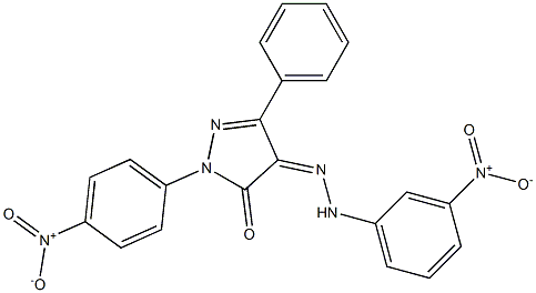 1-(4-nitrophenyl)-3-phenyl-1H-pyrazole-4,5-dione 4-[N-(3-nitrophenyl)hydrazone] Struktur