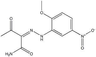 2-[(Z)-2-(2-methoxy-5-nitrophenyl)hydrazono]-3-oxobutanamide Struktur