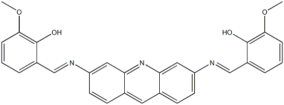 2-{[(6-{[(E)-(2-hydroxy-3-methoxyphenyl)methylidene]amino}-3-acridinyl)imino]methyl}-6-methoxyphenol Struktur