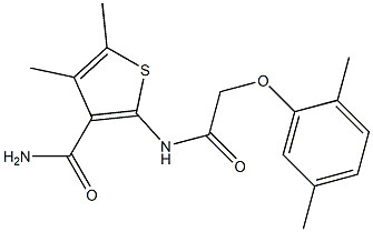 2-{[2-(2,5-dimethylphenoxy)acetyl]amino}-4,5-dimethyl-3-thiophenecarboxamide Struktur