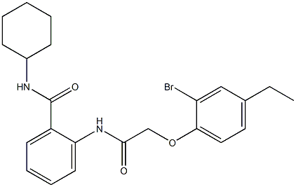 2-{[2-(2-bromo-4-ethylphenoxy)acetyl]amino}-N-cyclohexylbenzamide Struktur