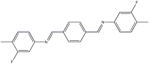 N-(3-fluoro-4-methylphenyl)-N-[(E)-(4-{[(3-fluoro-4-methylphenyl)imino]methyl}phenyl)methylidene]amine Struktur