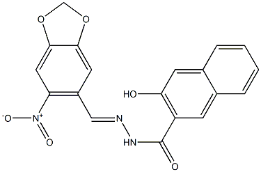 3-hydroxy-N'-[(E)-(6-nitro-1,3-benzodioxol-5-yl)methylidene]-2-naphthohydrazide Struktur