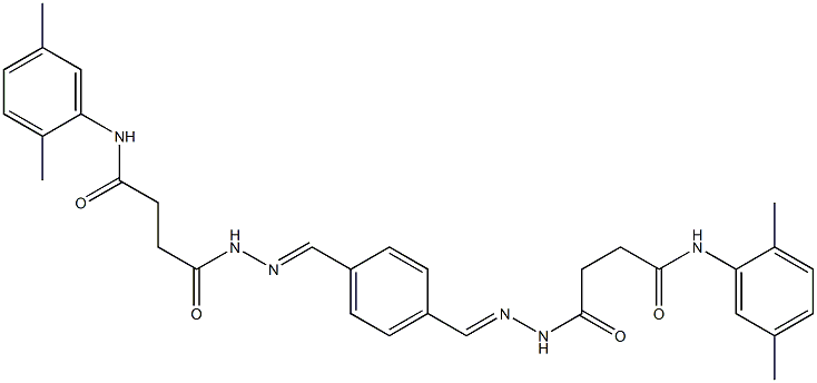 4-(2-{(E)-[4-({(E)-2-[4-(2,5-dimethylanilino)-4-oxobutanoyl]hydrazono}methyl)phenyl]methylidene}hydrazino)-N-(2,5-dimethylphenyl)-4-oxobutanamide Struktur