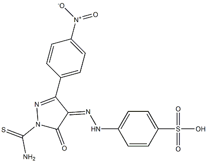 4-{2-[1-(aminocarbothioyl)-3-(4-nitrophenyl)-5-oxo-1,5-dihydro-4H-pyrazol-4-ylidene]hydrazino}benzenesulfonic acid Struktur