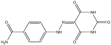 4-{2-[2,4,6-trioxotetrahydro-5(2H)-pyrimidinylidene]hydrazino}benzamide Struktur