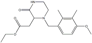 ethyl 2-[1-(4-methoxy-2,3-dimethylbenzyl)-3-oxo-2-piperazinyl]acetate Struktur