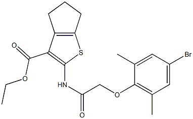 ethyl 2-{[2-(4-bromo-2,6-dimethylphenoxy)acetyl]amino}-5,6-dihydro-4H-cyclopenta[b]thiophene-3-carboxylate Struktur