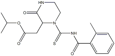 isopropyl 2-(1-{[(2-methylbenzoyl)amino]carbothioyl}-3-oxo-2-piperazinyl)acetate Struktur