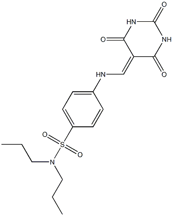 N,N-dipropyl-4-({[2,4,6-trioxotetrahydro-5(2H)-pyrimidinylidene]methyl}amino)benzenesulfonamide Struktur