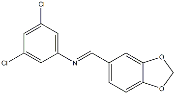 N-[(E)-1,3-benzodioxol-5-ylmethylidene]-N-(3,5-dichlorophenyl)amine Struktur