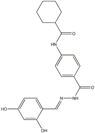 N-[4-({2-[(E)-(2,4-dihydroxyphenyl)methylidene]hydrazino}carbonyl)phenyl]cyclohexanecarboxamide Struktur