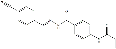 N-[4-({2-[(E)-(4-cyanophenyl)methylidene]hydrazino}carbonyl)phenyl]propanamide Struktur