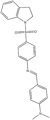 4-(2,3-dihydro-1H-indol-1-ylsulfonyl)-N-{(E)-[4-(dimethylamino)phenyl]methylidene}aniline Struktur