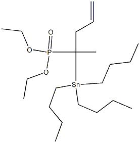 1-Tributylstannyl-1-methyl-3-butenylphosphonic acid diethyl ester Struktur