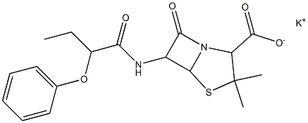 3,3-Dimethyl-7-oxo-6-(2-phenoxybutyrylamino)-4-thia-1-azabicyclo[3.2.0]heptane-2-carboxylic acid potassium salt Struktur