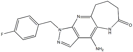 4-Amino-1-(4-fluorobenzyl)-5,7,8,9-tetrahydro-1,2,5,10-tetraazacyclohept[f]inden-6(1H)-one Struktur