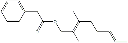 Phenylacetic acid 2,3-dimethyl-2,6-octadienyl ester Struktur