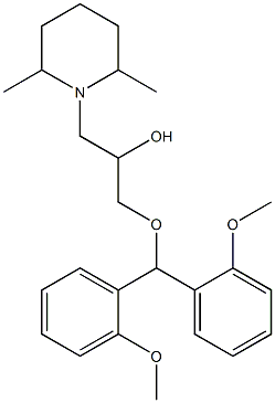 1-[Bis(2-methoxyphenyl)methoxy]-3-(2,6-dimethyl-1-piperidinyl)-2-propanol Struktur