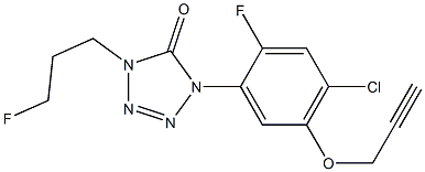 1-[2-Fluoro-4-chloro-5-(2-propynyloxy)phenyl]-4-(3-fluoropropyl)-1H-tetrazol-5(4H)-one Struktur