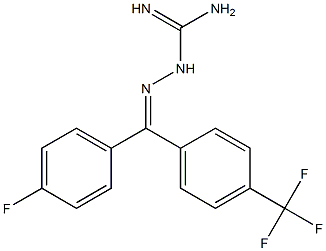 4-Fluoro-4'-trifluoromethylbenzophenone guanyl hydrazone Struktur