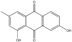 1-Hydroxy-3-methyl-7-hydroxy-9,10-anthraquinone Struktur