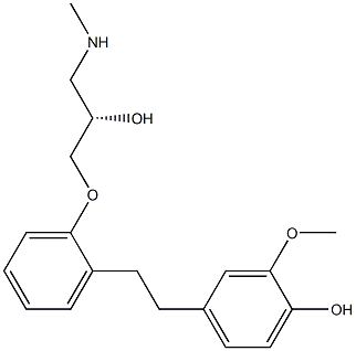 (2S)-1-[2-(4-Hydroxy-3-methoxyphenethyl)phenoxy]-3-methylamino-2-propanol Struktur