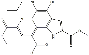 4-Hydroxy-5-(propylamino)-1H-pyrrolo[2,3-f]quinoline-2,7,9-tricarboxylic acid trimethyl ester Struktur