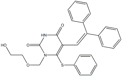 1-(2-Hydroxyethoxymethyl)-6-phenylthio-5-(2,2-diphenylethenyl)uracil Struktur