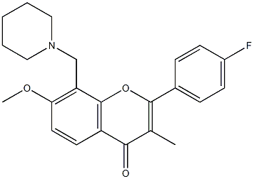 4'-Fluoro-7-methoxy-3-methyl-8-(1-piperidinylmethyl)flavone Struktur