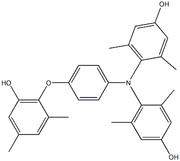 N,N-Bis(4-hydroxy-2,6-dimethylphenyl)-4-(6-hydroxy-2,4-dimethylphenoxy)benzenamine Struktur