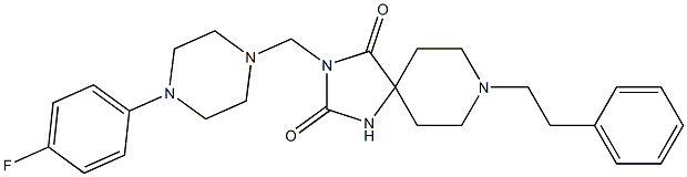 8-Phenethyl-3-[[4-(4-fluorophenyl)piperazino]methyl]-1,3,8-triazaspiro[4.5]decane-2,4-dione Struktur