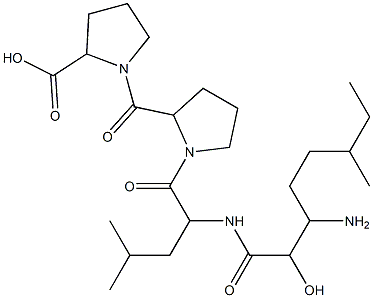 1-[1-[2-[(3-Amino-2-hydroxy-6-methyloctanoyl)amino]-4-methylvaleryl]pyrrolidin-2-ylcarbonyl]pyrrolidine-2-carboxylic acid Struktur