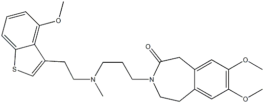 2,3-Dihydro-7,8-dimethoxy-3-[3-[N-[2-(4-methoxy-1-benzothiophen-3-yl)ethyl]-N-methylamino]propyl]-1H-3-benzazepin-4(5H)-one Struktur