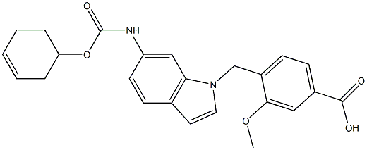 4-[6-(3-Cyclohexenyloxycarbonylamino)-1H-indol-1-ylmethyl]-3-methoxybenzoic acid Struktur