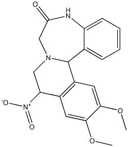 5,9,10,14b-Tetrahydro-12,13-dimethoxy-10-nitroisoquino[2,1-d][1,4]benzodiazepin-6(7H)-one Struktur