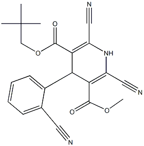 4-(2-Cyanophenyl)-2-cyano-6-cyano-1,4-dihydropyridine-3,5-dicarboxylic acid 3-methyl 5-neopentyl ester Struktur