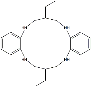 7,16-Diethyl-5,6,7,8,9,14,15,16,17,18-decahydrodibenzo[b,i][1,4,8,11]tetraazacyclotetradecine Struktur