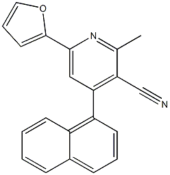 2-Methyl-4-(1-naphtyl)-6-(2-furyl)pyridine-3-carbonitrile Struktur