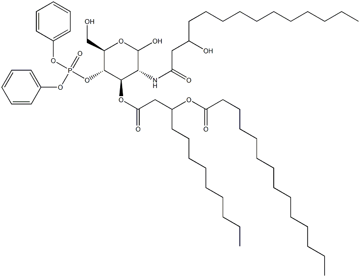 4-O-(Diphenoxyphosphinyl)-3-O-[3-(myristoyloxy)dodecanoyl]-2-[(3-hydroxymyristoyl)amino]-2-deoxy-D-glucopyranose Struktur