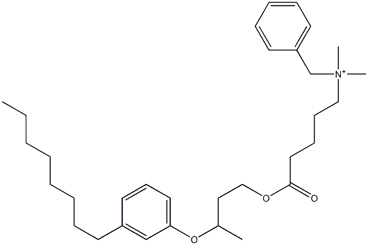 N,N-Dimethyl-N-benzyl-N-[4-[[3-(3-octylphenyloxy)butyl]oxycarbonyl]butyl]aminium Struktur