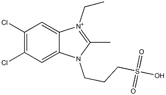 3-Ethyl-2-methyl-1-(3-sulfopropyl)-5,6-dichloro-1H-benzimidazol-3-ium Struktur