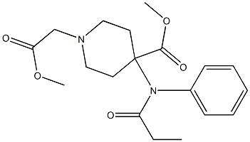 4-Methoxycarbonyl-4-(N-phenyl-N-propanoylamino)piperidine-1-acetic acid methyl ester Struktur