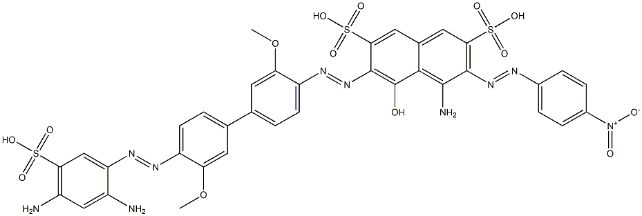 4-Amino-6-[[4'-[(2,4-diamino-5-sulfophenyl)azo]-3,3'-dimethoxy-1,1'-biphenyl-4-yl]azo]-5-hydroxy-3-[(4-nitrophenyl)azo]-2,7-naphthalenedisulfonic acid Struktur