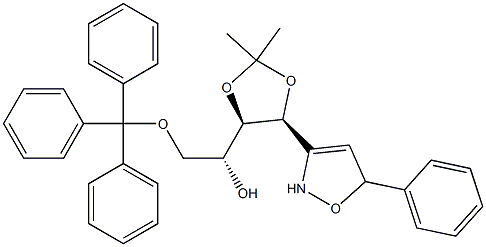 2,5-Dihydro-5-phenyl-3-[(1S,2R,3R)-3-hydroxy-1,2-(isopropylidenedioxy)-4-trityloxybutyl]isoxazole Struktur