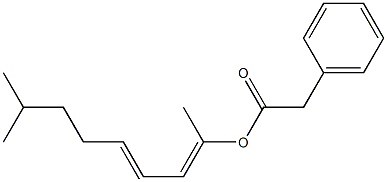 Phenylacetic acid 1,7-dimethyl-1,3-octadienyl ester Struktur