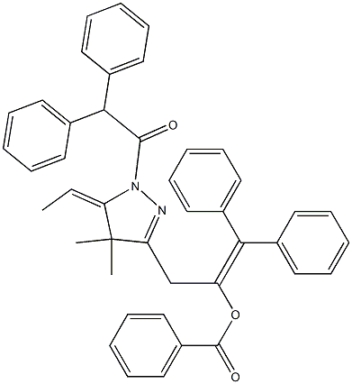 1-Diphenylmethylene-2-[[4,5-dihydro-4,4-dimethyl-5-ethylidene-1-(diphenylacetyl)-1H-pyrazol]-3-yl]ethanol benzoate Struktur