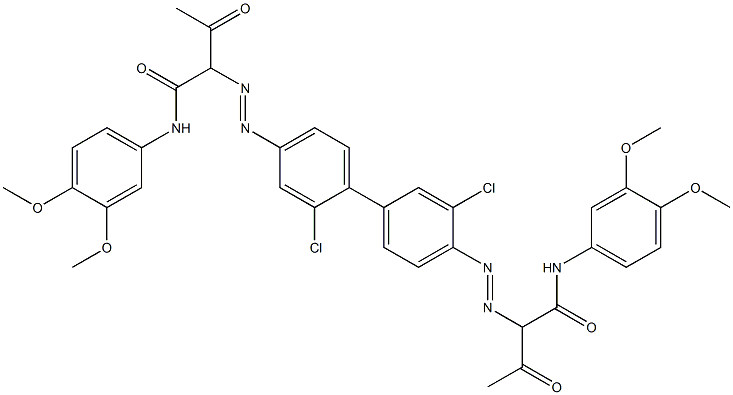 4,4'-Bis[[1-(3,4-dimethoxyphenylamino)-1,3-dioxobutan-2-yl]azo]-2,3'-dichloro-1,1'-biphenyl Struktur