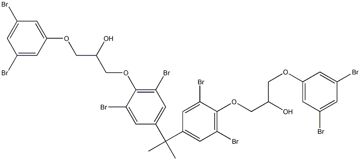 2,2-Bis[3,5-dibromo-4-[2-hydroxy-3-(3,5-dibromophenoxy)propyloxy]phenyl]propane Struktur